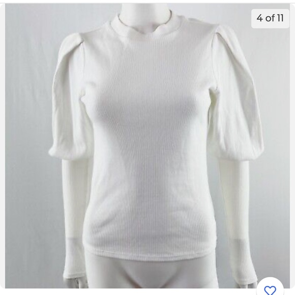 Veronica Beard White ribbed sweater with pour sleeves, size small - Picture 3 of 9